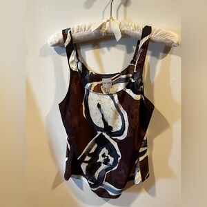 NIC+ZOE Abstract Brown and Cream Camisole